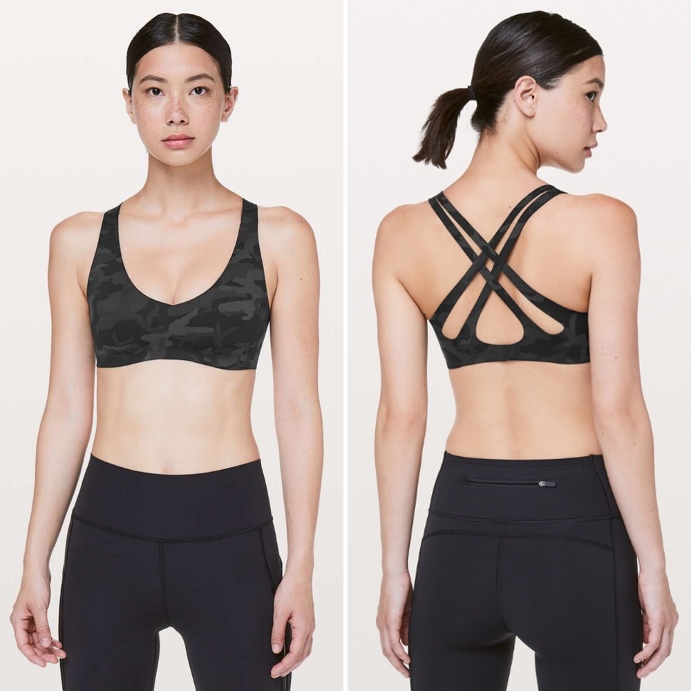 Lululemon Light Strides Bra - 4 - Grey Camo
